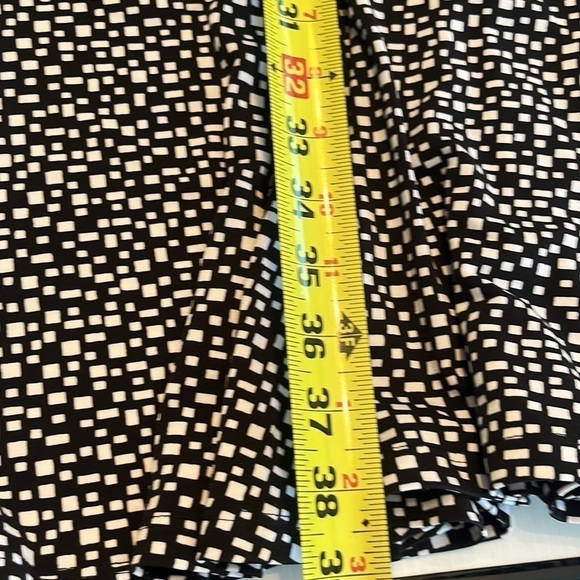 Dressbarn black white swing dress red belt cap sleeves geometric print NWT midi - Picture 13 of 13